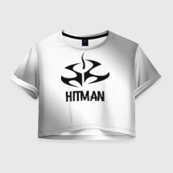 Женская футболка Crop-top 3D Hitman glitch на светлом фоне