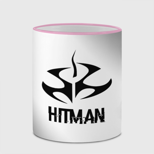 Кружка с полной запечаткой Hitman glitch на светлом фоне, цвет Кант розовый - фото 4