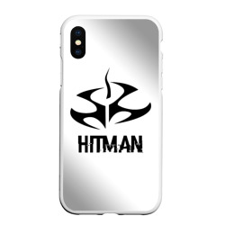 Чехол для iPhone XS Max матовый Hitman glitch на светлом фоне