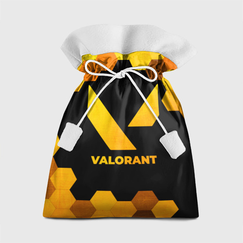 Подарочный мешок с принтом Valorant - gold gradient, вид спереди №1