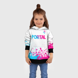 Толстовка с принтом Portal neon gradient style посередине для ребенка, вид на модели спереди №3. Цвет основы: черный