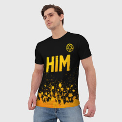 Мужская футболка 3D HIM - gold gradient посередине - фото 2