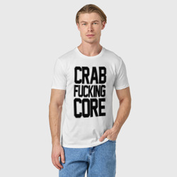 Футболка с принтом Crabcore для женщины, вид на модели спереди №2. Цвет основы: белый