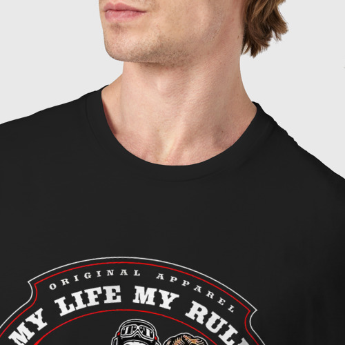 Мужская футболка хлопок Original apparel my rules bad ass, цвет черный - фото 6