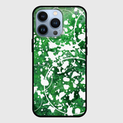 Чехол для iPhone 13 Pro Абстракция - круги на зелёном