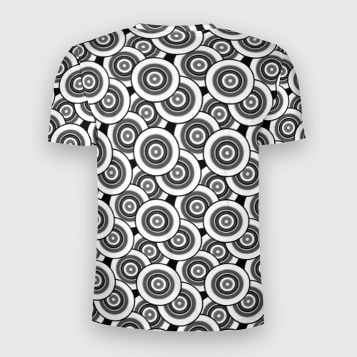 Мужская футболка 3D Slim Серые круги и кольца ретро, цвет 3D печать - фото 2