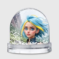 Игрушка Снежный шар Девушка в горах под дождём