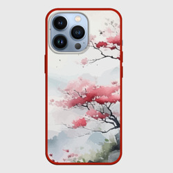 Чехол для iPhone 13 Pro Сакура в тумане на Фудзияме