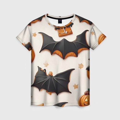 Женская футболка 3D с принтом Сладкий хеллоуин, вид спереди #2