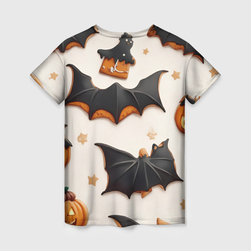 Женская футболка 3D с принтом Сладкий хеллоуин, вид сзади #1