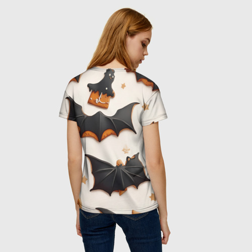 Женская футболка 3D с принтом Сладкий хеллоуин, вид сзади #2