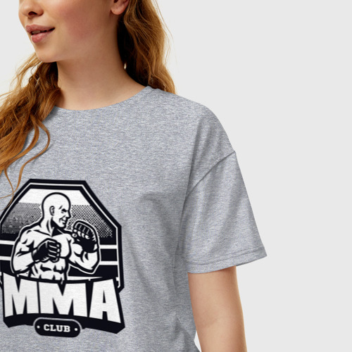 Женская футболка хлопок Oversize с принтом MMA club, фото на моделе #1