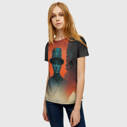 Женская футболка 3D Серый человек в цилиндре  - фото 2