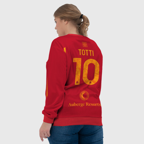 Женский свитшот 3D с принтом Тотти ФК Рома форма 23-24 домашняя, вид сзади #2