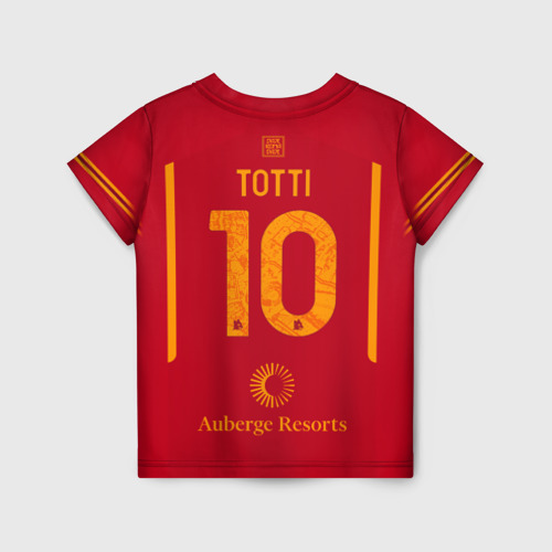 Детская футболка с принтом Тотти ФК Рома форма 23-24 домашняя, вид сзади №1