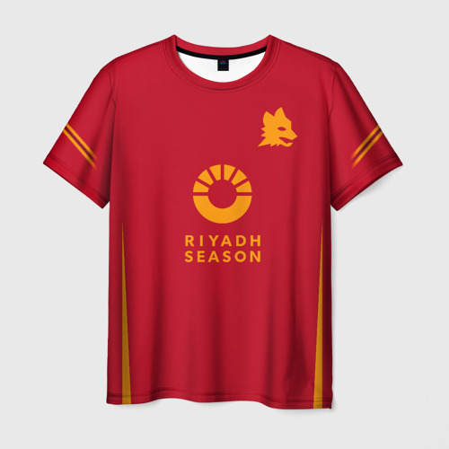Мужская футболка с принтом ФК Рома форма 23-24 домашняя, вид спереди №1