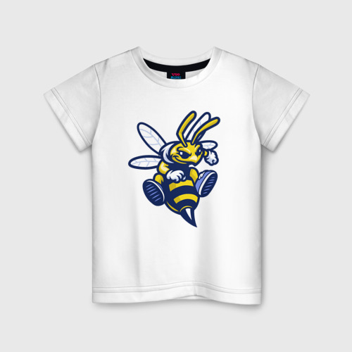 Детская футболка хлопок с принтом Angry bee, вид спереди #2