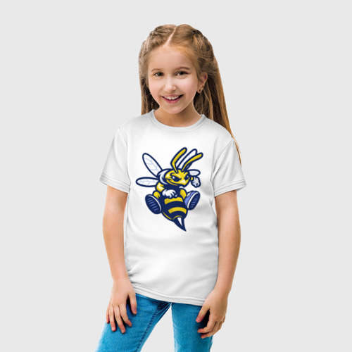 Детская футболка хлопок с принтом Angry bee, вид сбоку #3