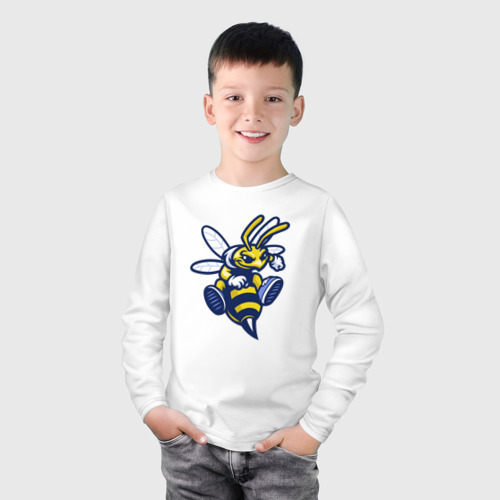 Детский лонгслив хлопок с принтом Angry bee, фото на моделе #1