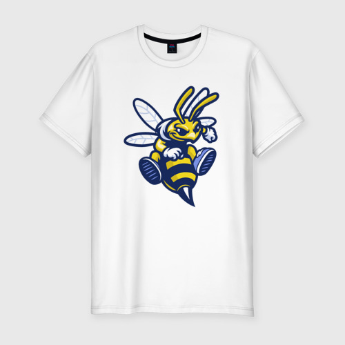 Мужская футболка хлопок Slim с принтом Angry bee, вид спереди #2