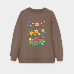 Женский свитшот oversize без начеса хлопок Stardew Valley pixel Junimo - пиксельные духи долины Стардью