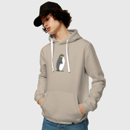 Мужская толстовка хлопок с принтом Мультяшный пингвин сбоку, фото на моделе #1