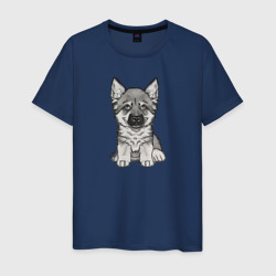 Пушистый щенок – Мужская футболка хлопок с принтом купить со скидкой в -20%