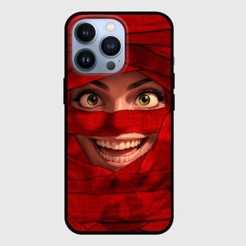 Чехол для iPhone 13 Pro с принтом Бандаж мумии красный, вид спереди #2