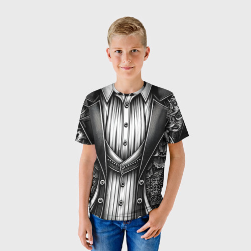 Детская футболка 3D Черно-белый готический костюм, цвет 3D печать - фото 3