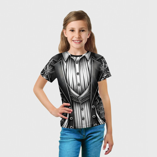 Детская футболка 3D Черно-белый готический костюм, цвет 3D печать - фото 5