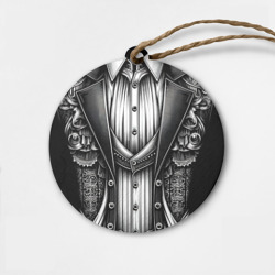 Деревянная игрушка круг Черно-белый готический костюм