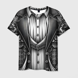 Мужская футболка 3D Черно-белый готический костюм