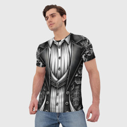 Мужская футболка 3D Черно-белый готический костюм - фото 2