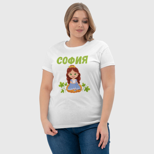 Женская футболка хлопок София - двочка принцесса, цвет белый - фото 6