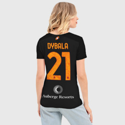 Женская футболка 3D Slim Пауло Дибала ФК Рома форма 23-24 третья - фото 2
