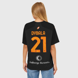 Женская футболка oversize 3D Пауло Дибала ФК Рома форма 23-24 третья - фото 2