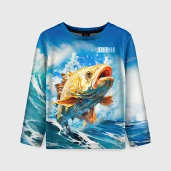 Детский лонгслив 3D Fisherman golden