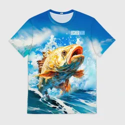 Мужская футболка 3D Fisherman golden