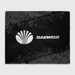 Плед 3D Daewoo speed на темном фоне со следами шин по-горизонтали