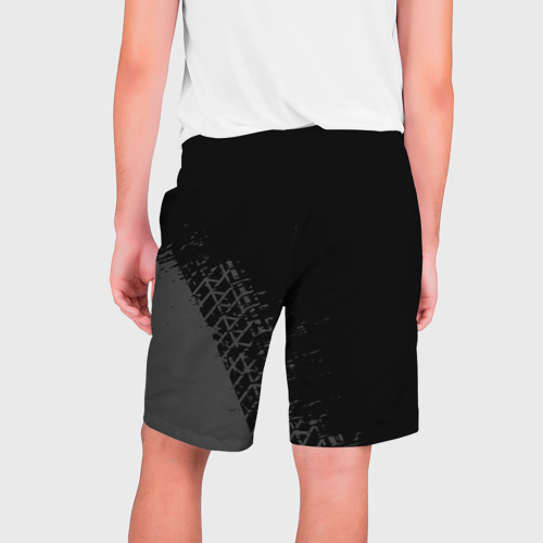 Мужские шорты 3D Citroen speed на темном фоне со следами шин вертикально, цвет 3D печать - фото 2