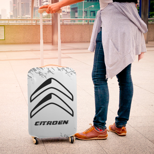 Чехол для чемодана 3D Citroen speed на светлом фоне со следами шин, цвет 3D печать - фото 4