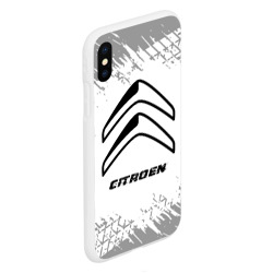 Чехол для iPhone XS Max матовый Citroen speed на светлом фоне со следами шин - фото 2