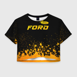 Женская футболка Crop-top 3D Ford - gold gradient посередине