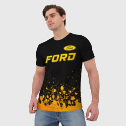 Мужская футболка 3D Ford - gold gradient посередине - фото 2