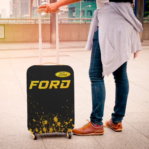 Чехол для чемодана 3D Ford - gold gradient посередине, цвет 3D печать - фото 4