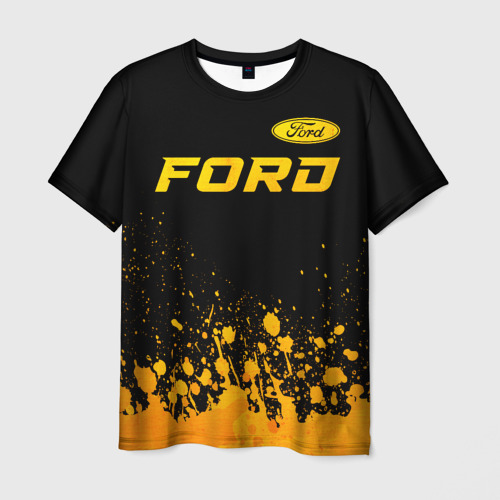 Мужская футболка 3D Ford - gold gradient посередине, цвет 3D печать