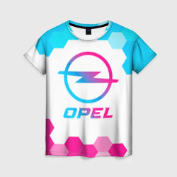 Женская футболка 3D Opel neon gradient style