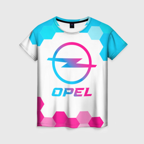 Женская футболка 3D Opel neon gradient style, цвет 3D печать