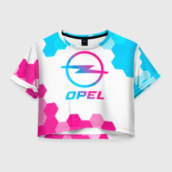 Женская футболка Crop-top 3D Opel neon gradient style