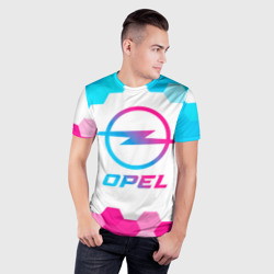 Мужская футболка 3D Slim Opel neon gradient style - фото 2